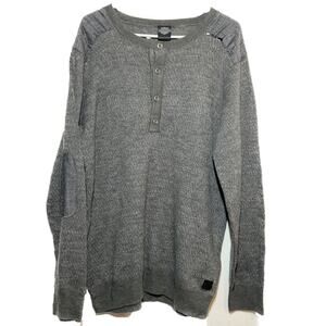 Harley Davidson Black Label Sweater Henley Long Sleeve 1/4 Button Knitted Gray L